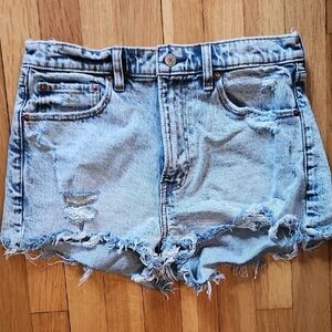 Abercrombie & Fitch Light Blue Frayed Jean Shorts